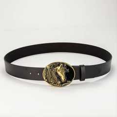 Casual Men Belt with Horse Head Button