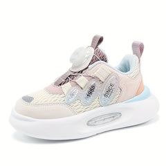Girl's Rotating Buckle Chunky Shoes Mesh Breathable Soft Sole Sneakers