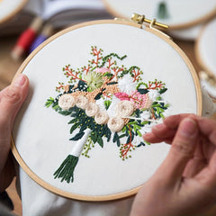 Bridal Hand Holding Flower Cross Stitch Kit