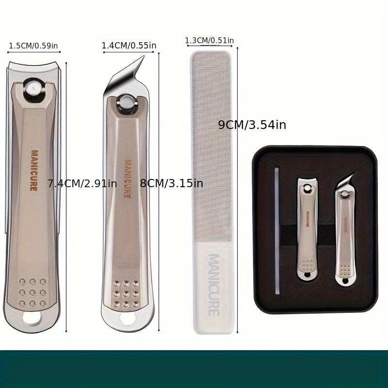 3pcs Portable Nail Clippers Fingernail & Toenail Cutter Manicure Tool