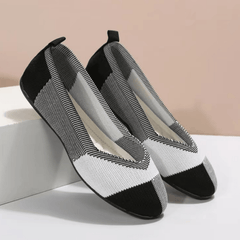 Colorblock Knit Ballet Flats Soft Sole Walking Shoes