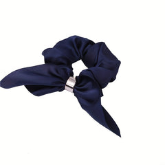 Satin Rabbit Ear Scrunchie Hair Tie Leather Band