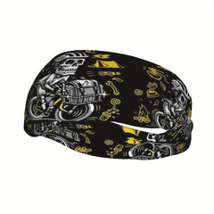 Skull Motorcycle Headband Unisex Sweat Wicking Stretchy Breathable Polyester