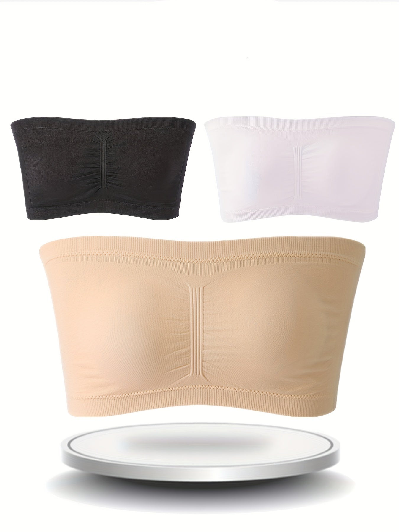 3pcs Strapless Bandeau Bras Seamless Wireless Bra Women's Lingerie