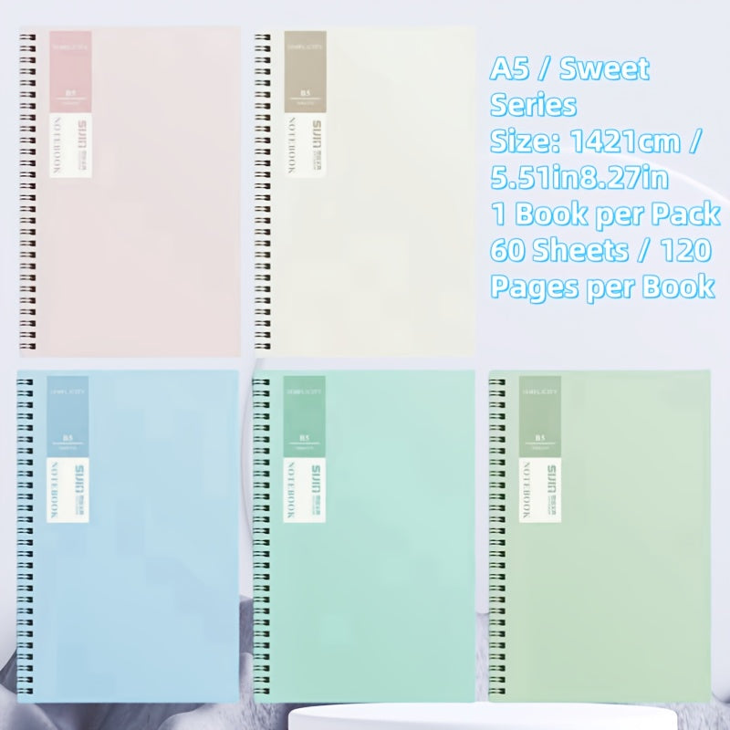 5 Minimalist Wire-O Notebooks Set A5/B5 Lined Memo Pads