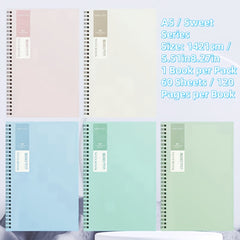 5 Minimalist Wire-O Notebooks Set A5/B5 Lined Memo Pads