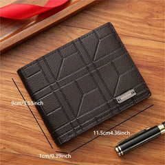 Men's Casual Checkered Wallet Soft PU Leather