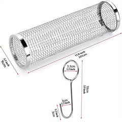 5pcs Stainless Steel BBQ Cage Grill Cage Seasoning Filter BBQ Fork