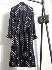 Polka Dot Print Bow Front Maxi Dress Plus Size Women's Long Dress