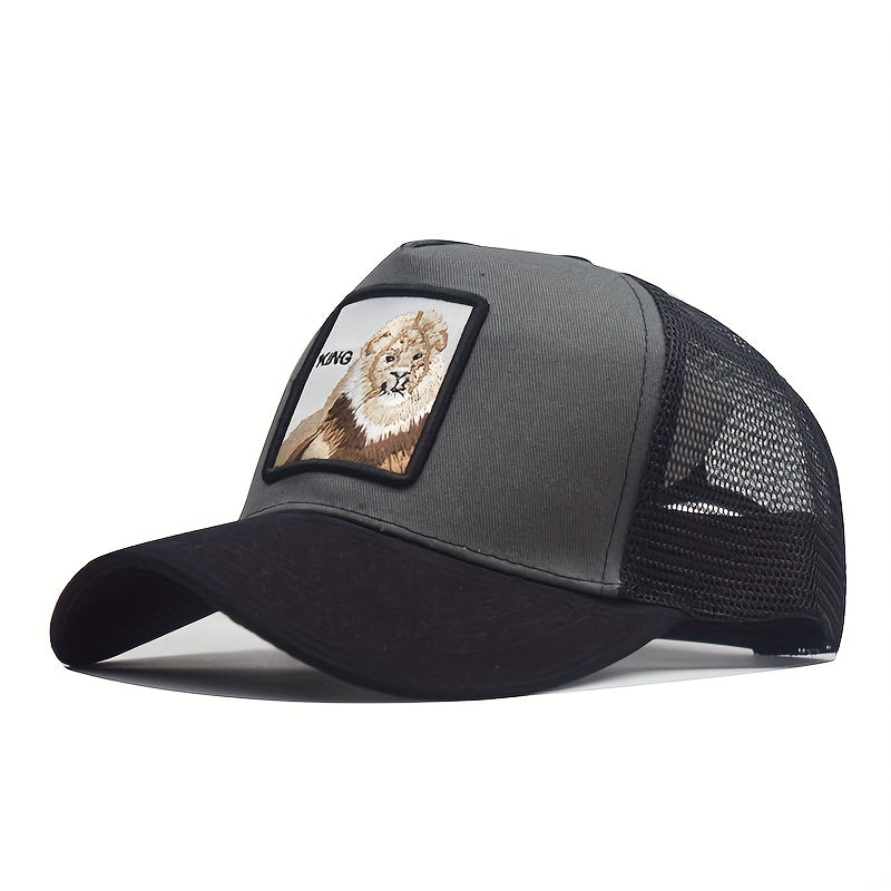 Lion Embroidery Patch Baseball Cap Mesh Trucker Hat Adjustable Sport