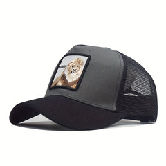 Lion Embroidery Patch Baseball Cap Mesh Trucker Hat Adjustable Sport