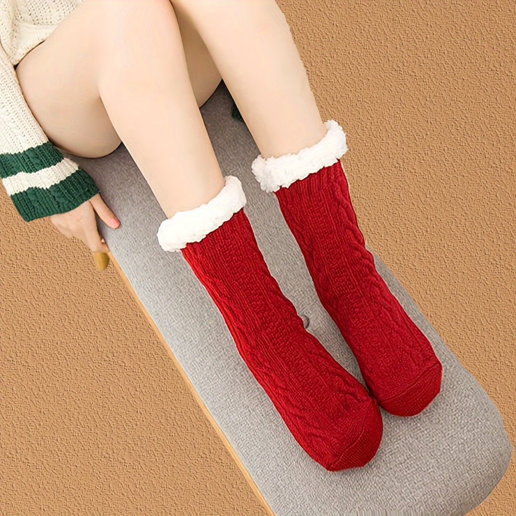Plush Lined Warm Home Floor Socks Women's Stockings