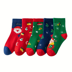 5 Pairs Kids Christmas Crew Socks Fun Novelty Children's Socks