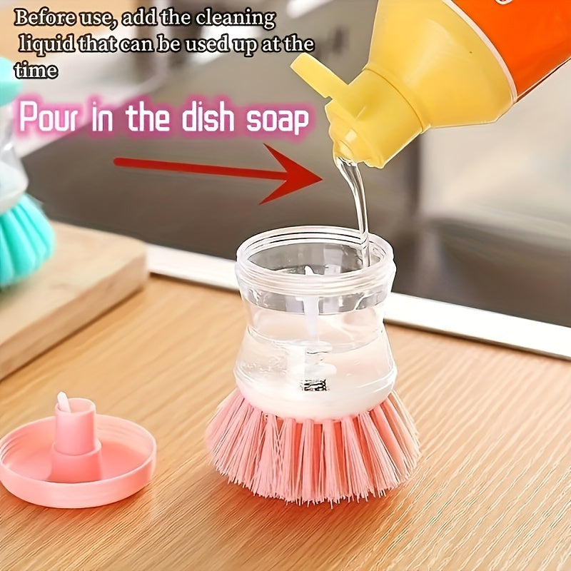 2pcs Dish Brush With Soap Dispenser Pot Washing Brush