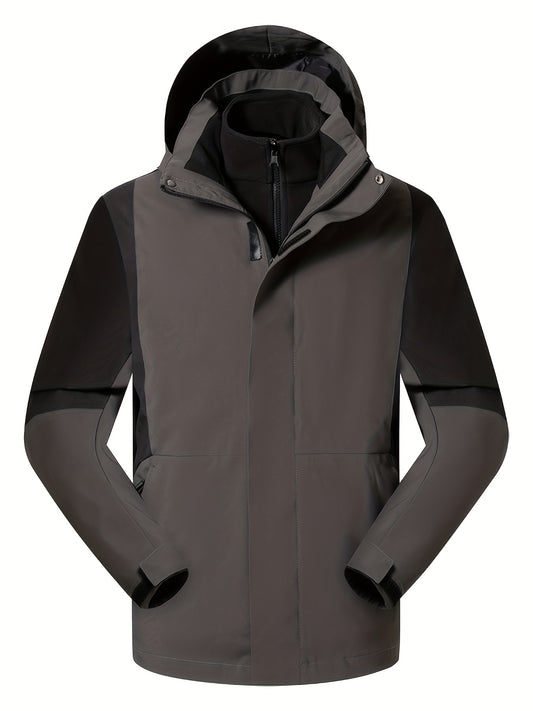 Men's Contrast Hooded Jacket For Spring Fall Winter