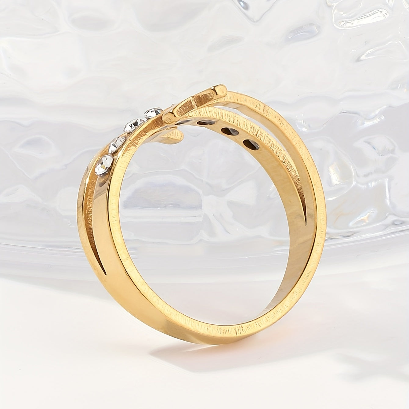 Dot Double Cross Classic Ladies Ring