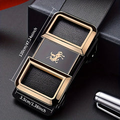 Men's Smooth Buckle PU Leather Belt for Business Travel Dressing