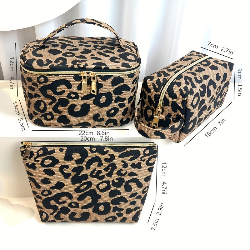 Leopard Makeup Bag Travel Cosmetic Case Portable Toiletry Bags Organizer