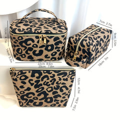 Leopard Makeup Bag Travel Cosmetic Case Portable Toiletry Bags Organizer