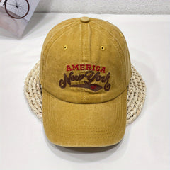 YORK Embroidery Baseball Cap Vintage Washed Distressed Cotton Dad Hat Unisex