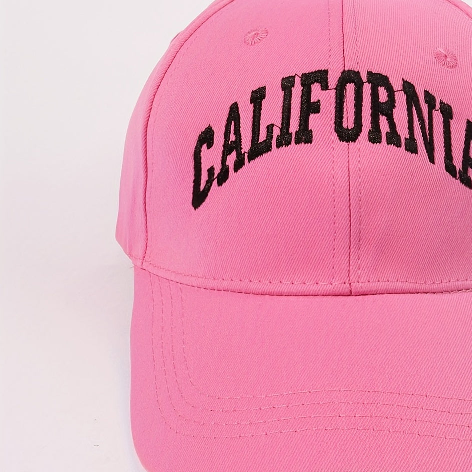 CALIFORNIA Pink Embroidery Baseball Cap Lightweight Adjustable