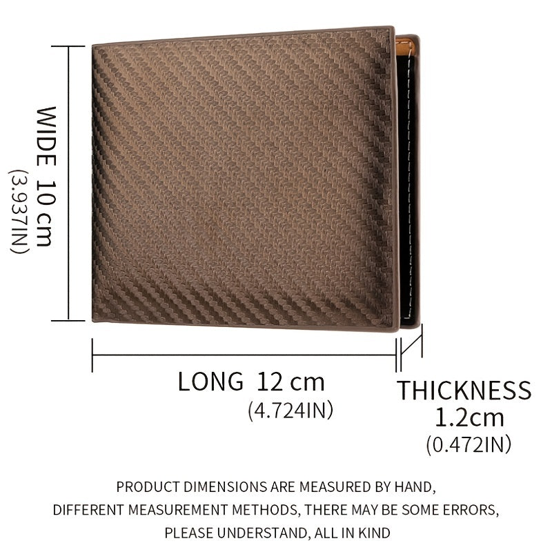 Men's Carbon Fiber Wallet Card Holder with Zipper Horizontal Wallet