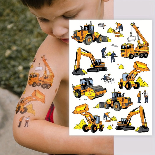 Construction Site Temporary Tattoos - Excavators, Bulldozers and More