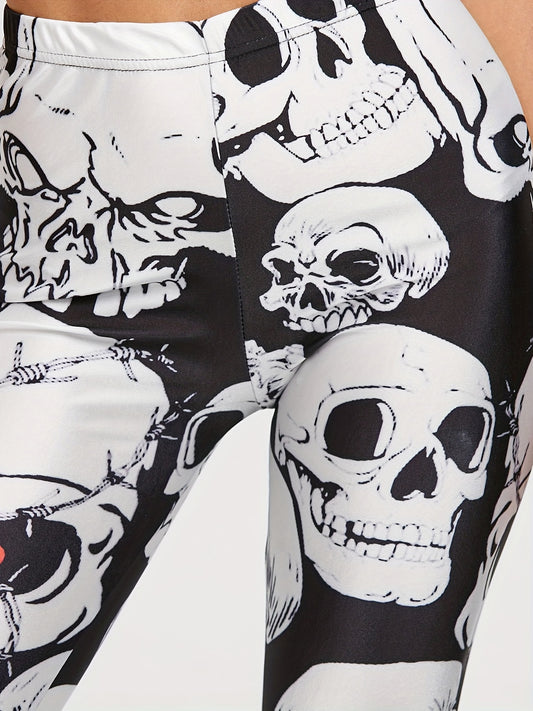 Skull Print Breathable Leggings Activewear