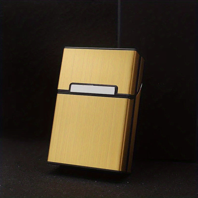 Brushed Aluminum Cigarette Box 20 Capacity Plastic Metal Men's Cigarette Box