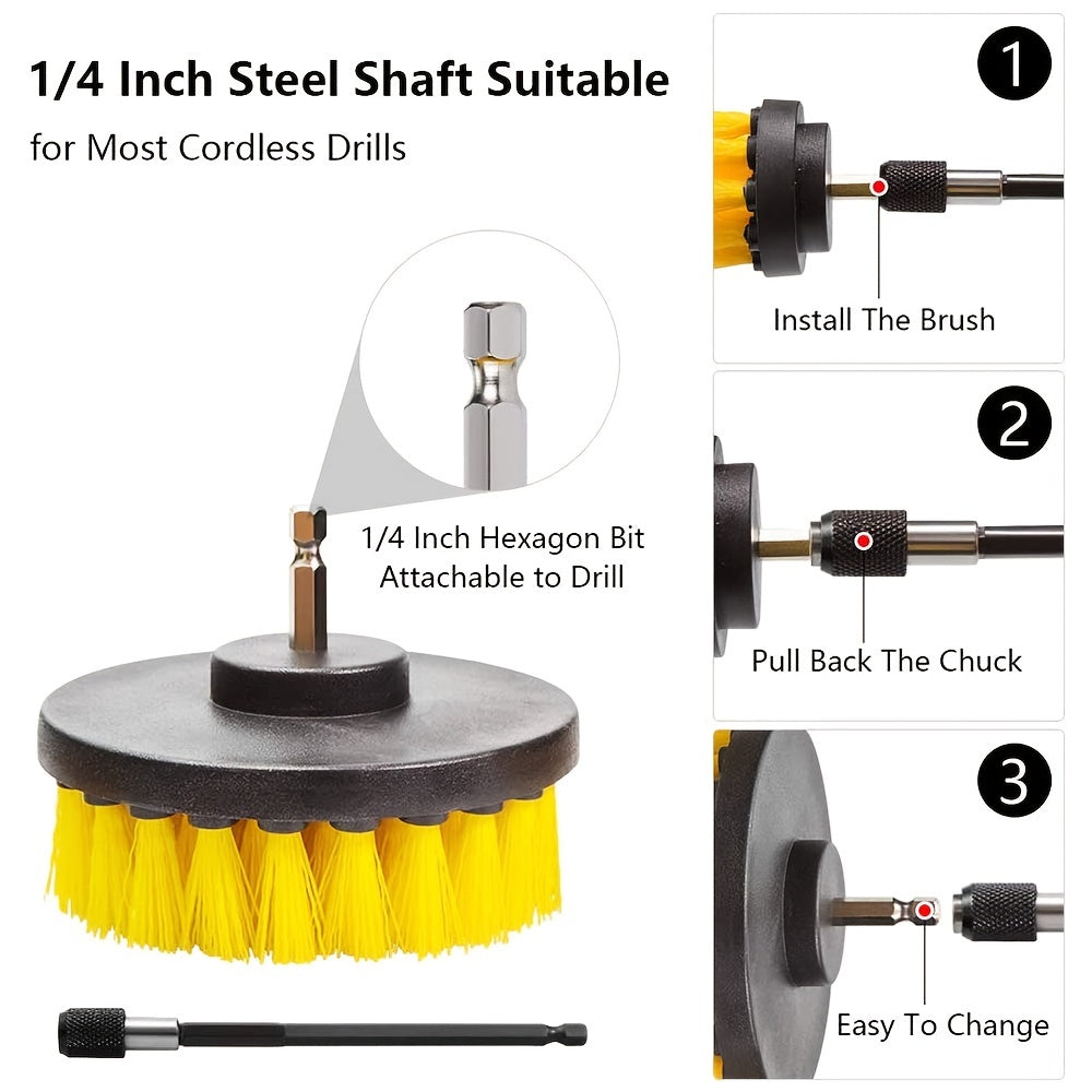 4 Piece Drill Brush Attachment Set Power Scrubber Cleaning Kit