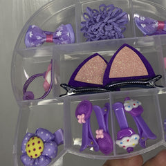 Girls Hair Accessories Set: Clips & Ties, Bow Flowers Cat Ear Hairpin