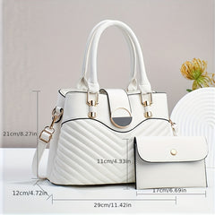 Top Handle Satchel & Crossbody Bag Women's Purse Set with Stylish Straps