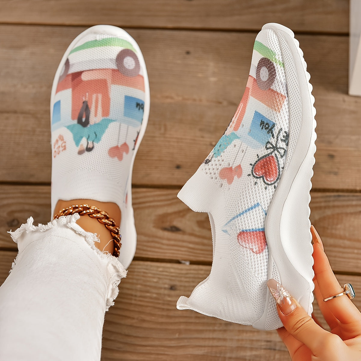 Couple Figure Graphic Athletic Sneakers for Women