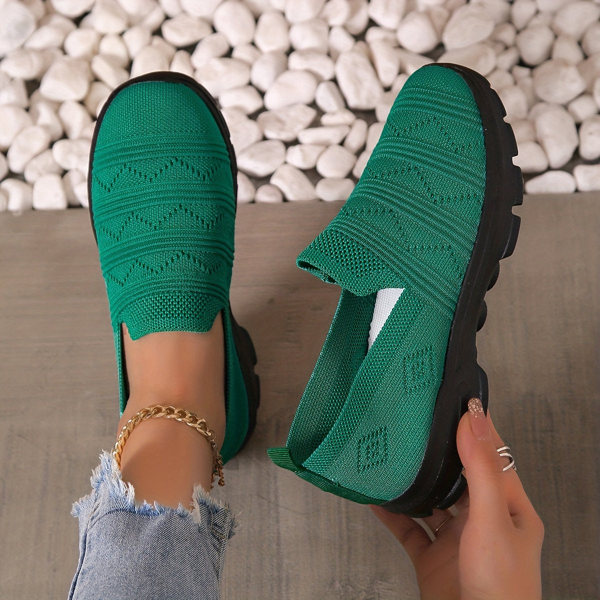 Women's Knit Sock Shoes Breathable Slip On Casual Walking Shoes