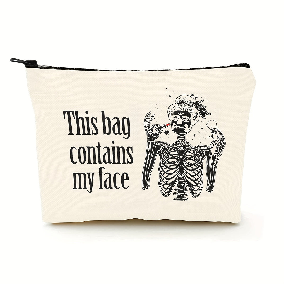 Funny Skeleton Makeup Bag for Women - My Face Makeup Zipper Pouch