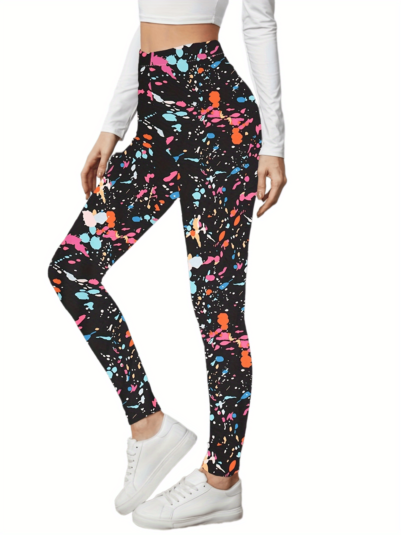 Newspaper Print High Waist Bodycon Leggings