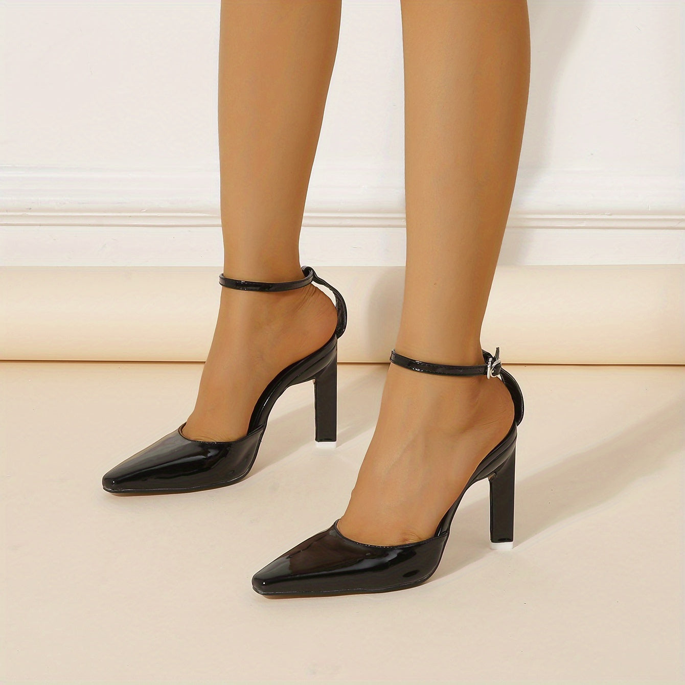 Women's Pointed Toe High Heels Pumps With Ankle Strap - Wedding & Dress Shoes