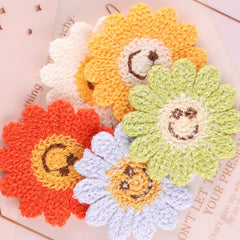 6pcs Plush Sunflower Patches for Girls Clothing DIY Accessories