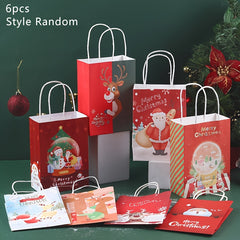 6pcs Christmas Gift Bag Paper In Random Styles Portable