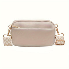 Square Crossbody Bag Wide Strap PU Leather Daily Use