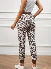  Leopard Print High Rise Jogger Pants with Pockets