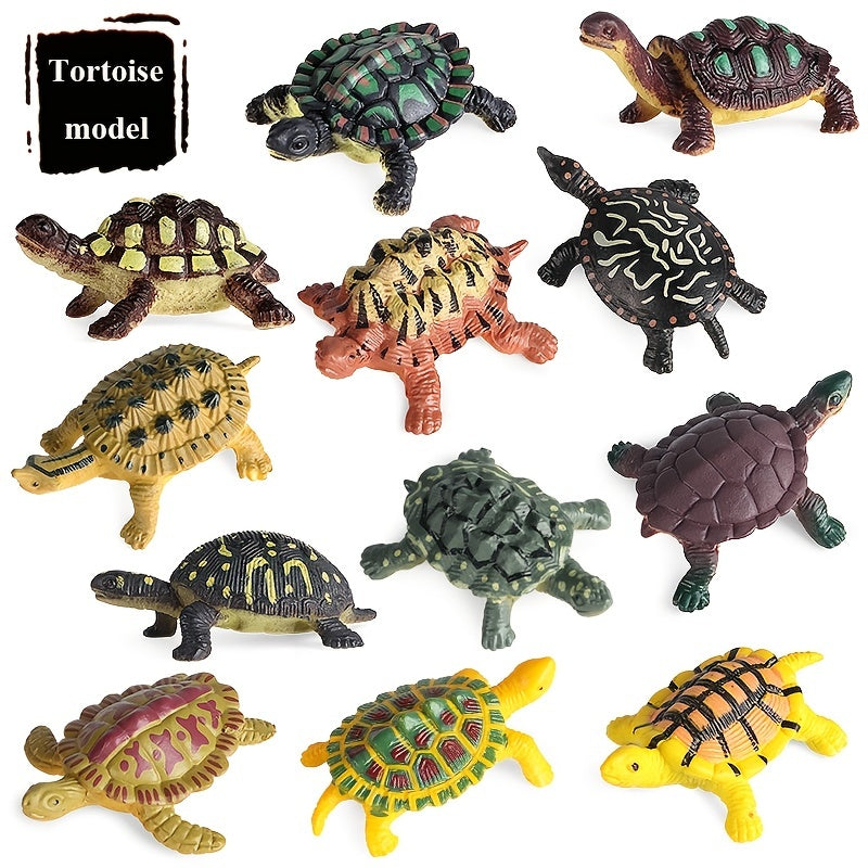 12pcs Realistic Sea Turtle Figurines Plastic Ocean Animals Set