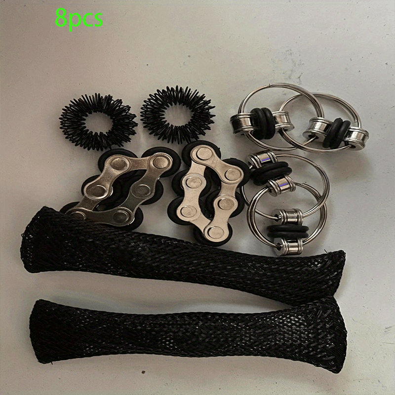 8pcs Sensory Finger Toys Set - Spinner, Rings, Chain, Marble