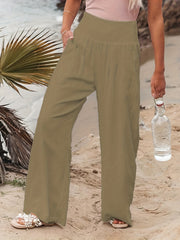  Wide Leg Pants High Rise with Pockets