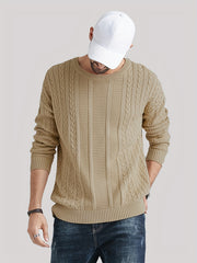 Knitted Cable Sweater Men's Casual Warm Crew Neck Pullover