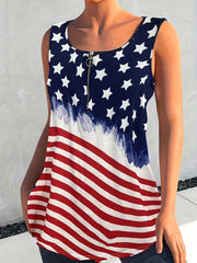 Women's Plus Flag Pattern Tank Top Medium Stretch Zipper
