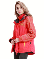 Women's 2 in 1 Ski Hooded Jacket Waterproof & Windproof Winter Snow Coat