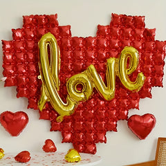139 Red Heart Red Balloon Background Wall Love Heart Shaped Foil Balloon