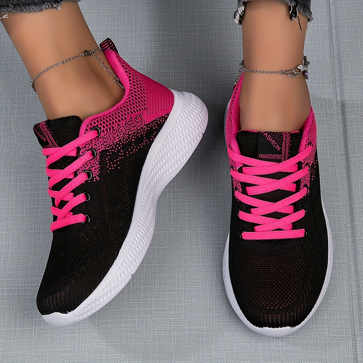 Women's Knitted Sports Shoes Breathable Low Top Running Sneakers