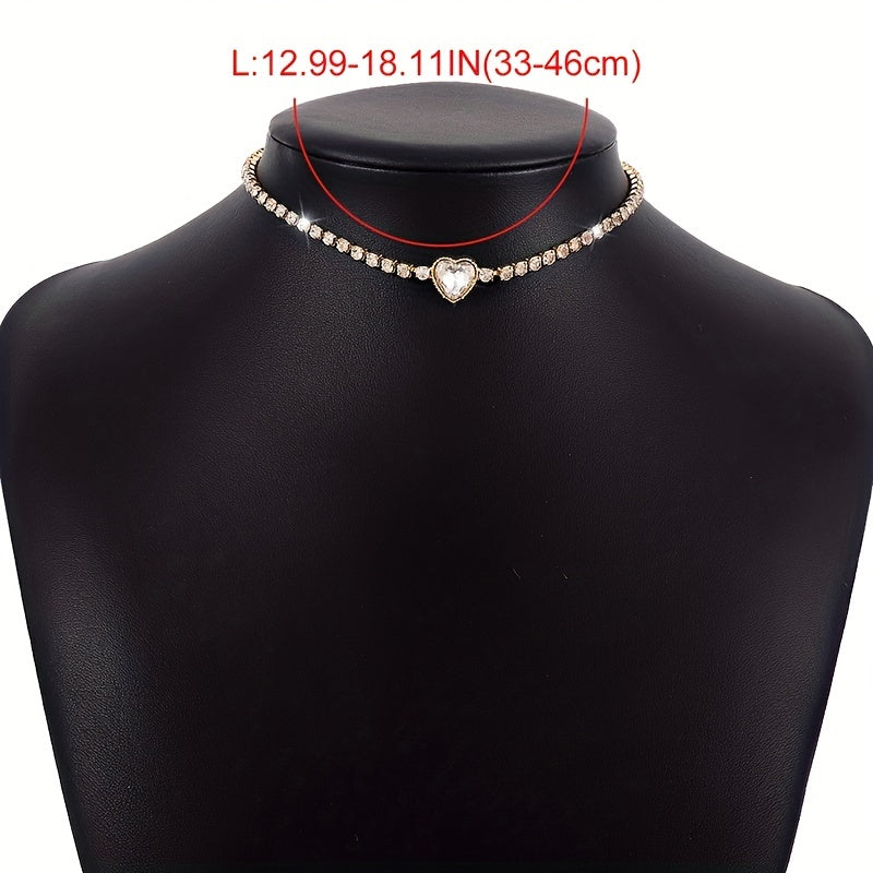 Glitter Rhinestone Love Necklace for Prom